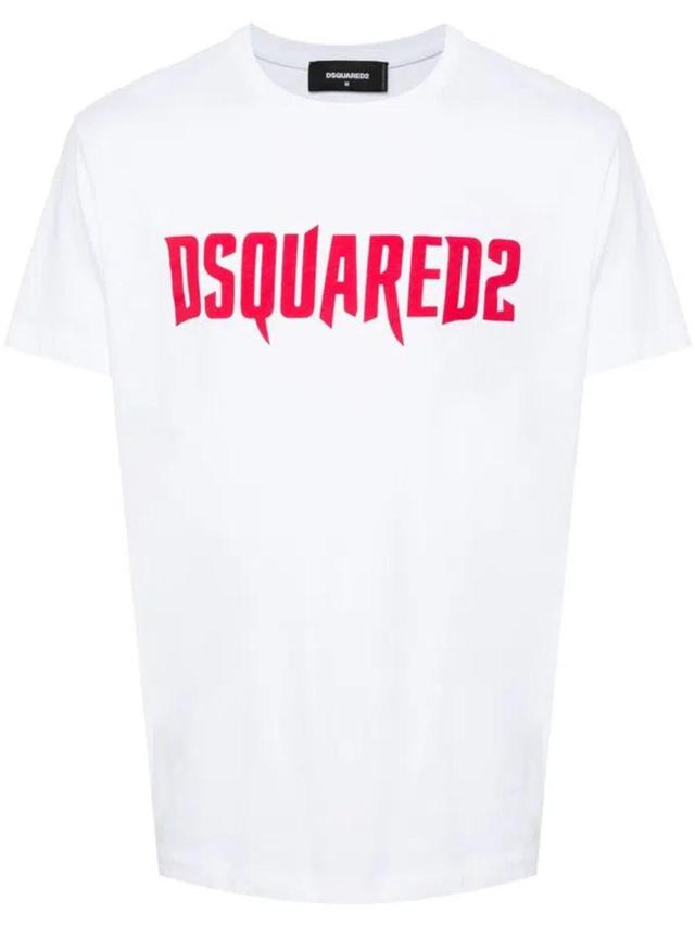 DSQUARED2 Logo-print Cotton T-shirt In White Product Image