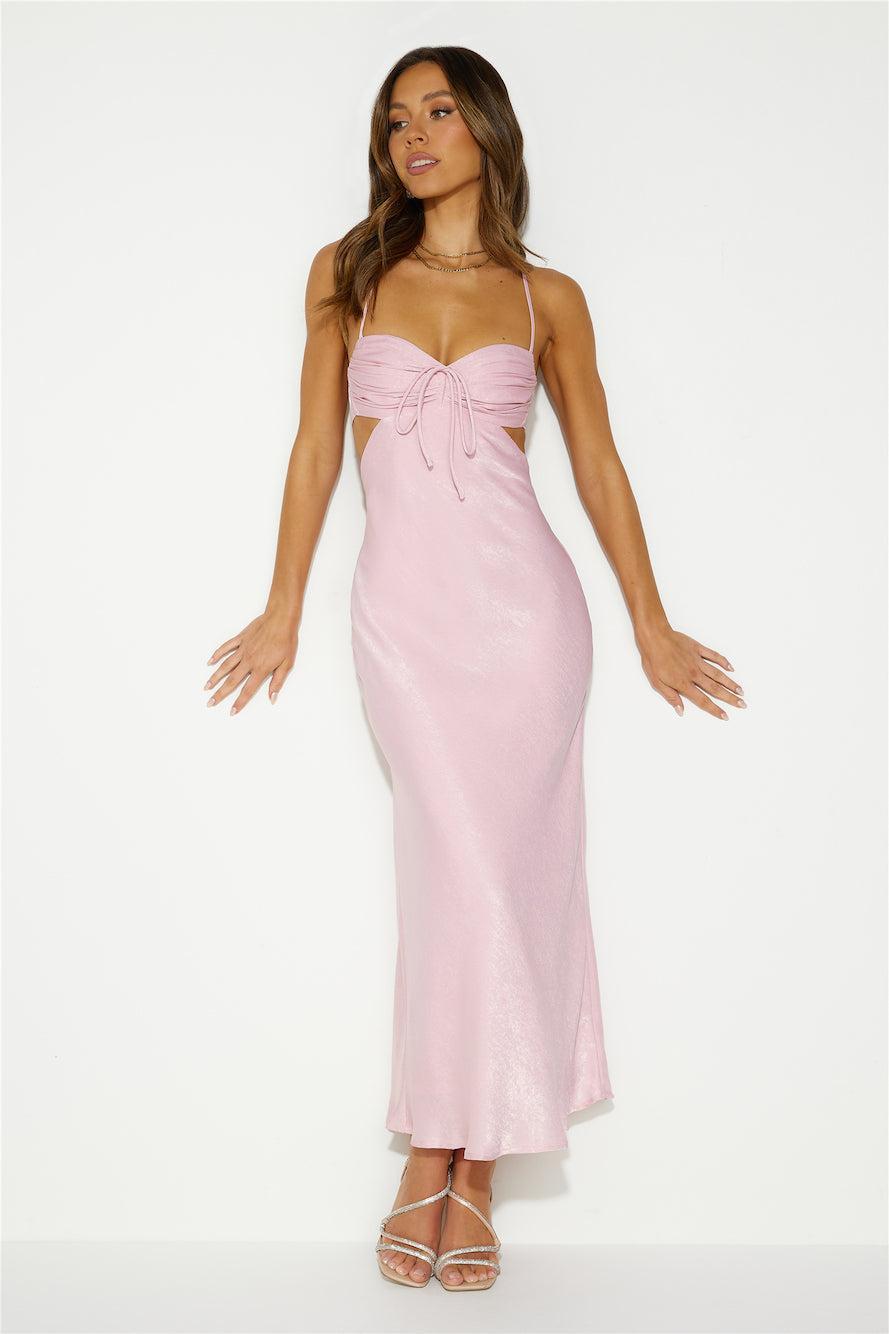 Magic In Her Vibe Satin Maxi Dress Pink Product Image