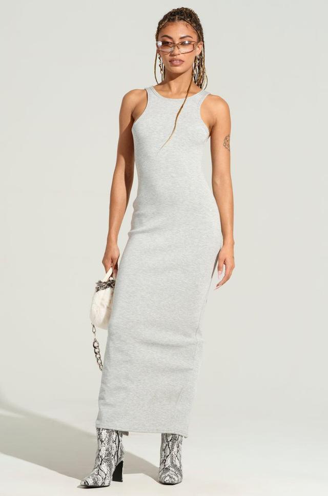 COCOA BUTTER SCUBA MAXI DRESS IN GREY Product Image