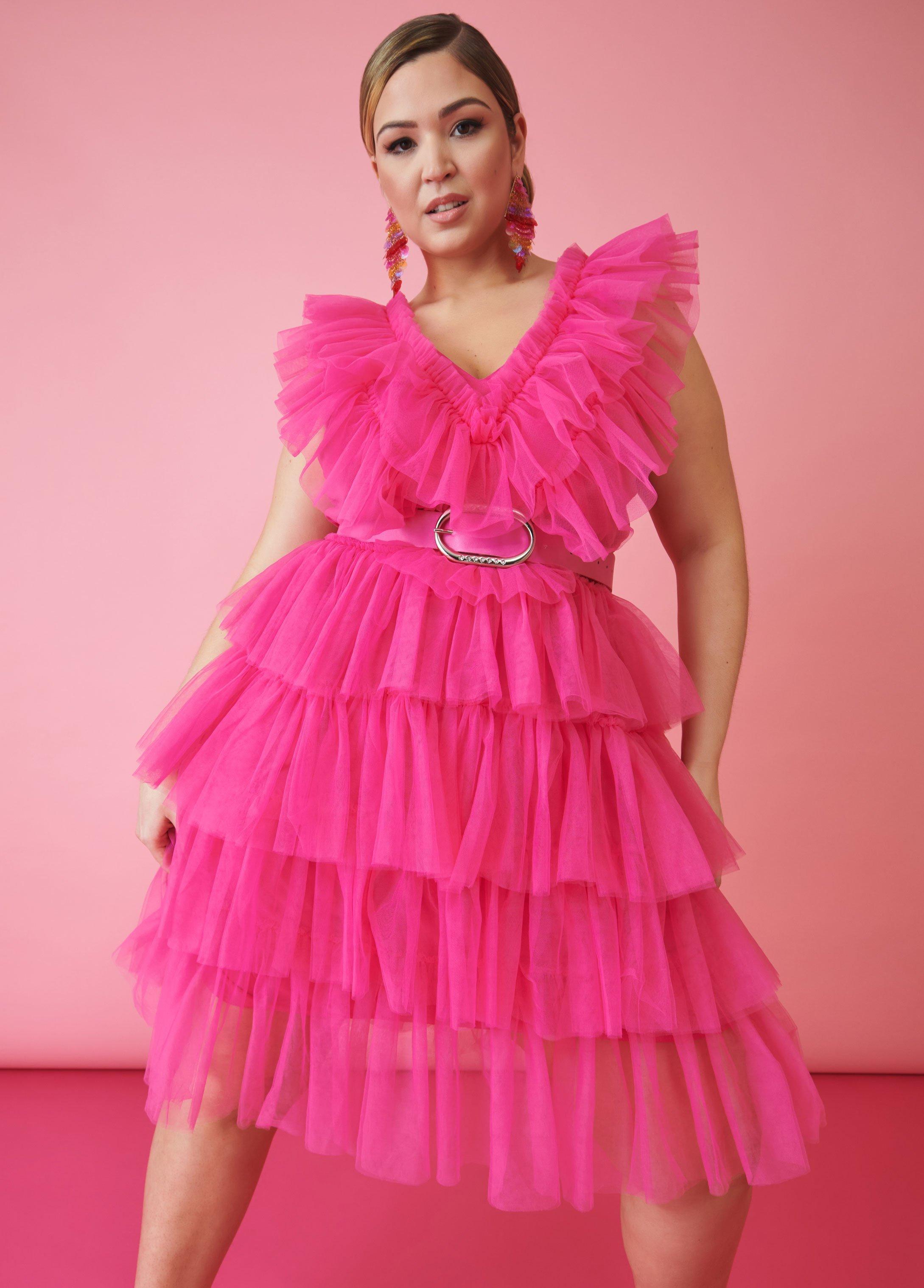 Plus Size Tiered Tulle Dress Ashley Stewart Product Image