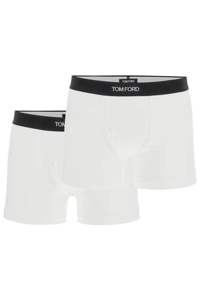 TOM FORD Cotton Bi-pack Boxer Briefs With Logo Band In White Product Image