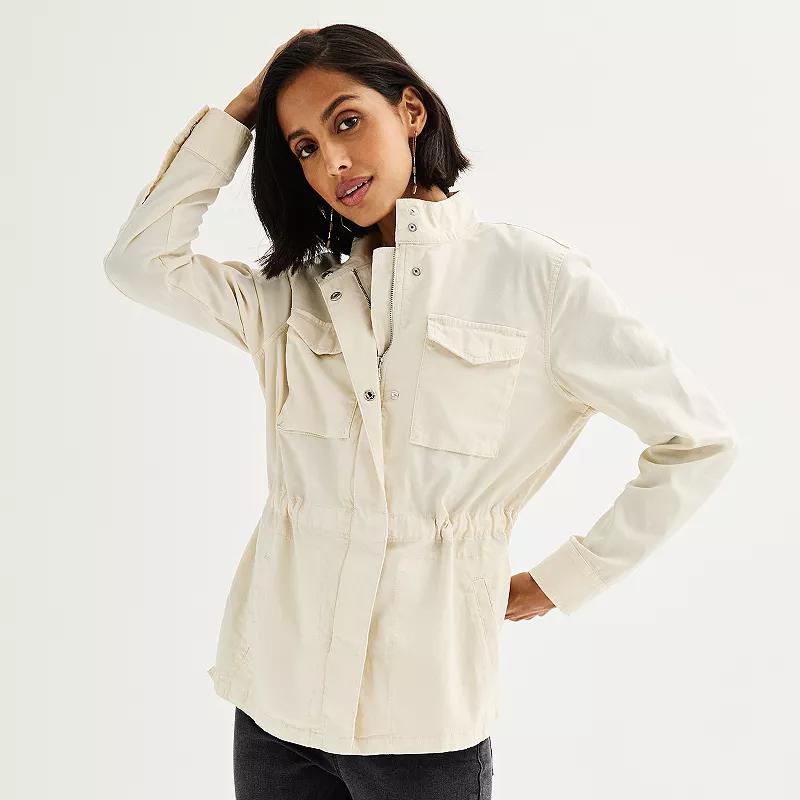 Womens Sonoma Goods For Life Patch Pocket Utility Jacket Manolo Green Product Image