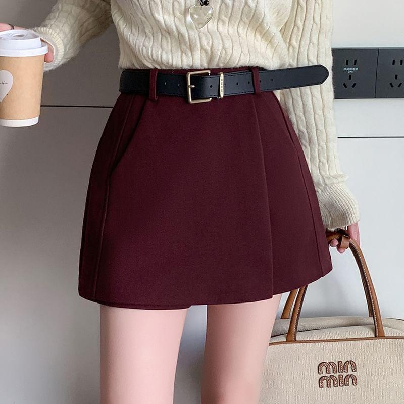 High Waist Plain Mini Skort Product Image