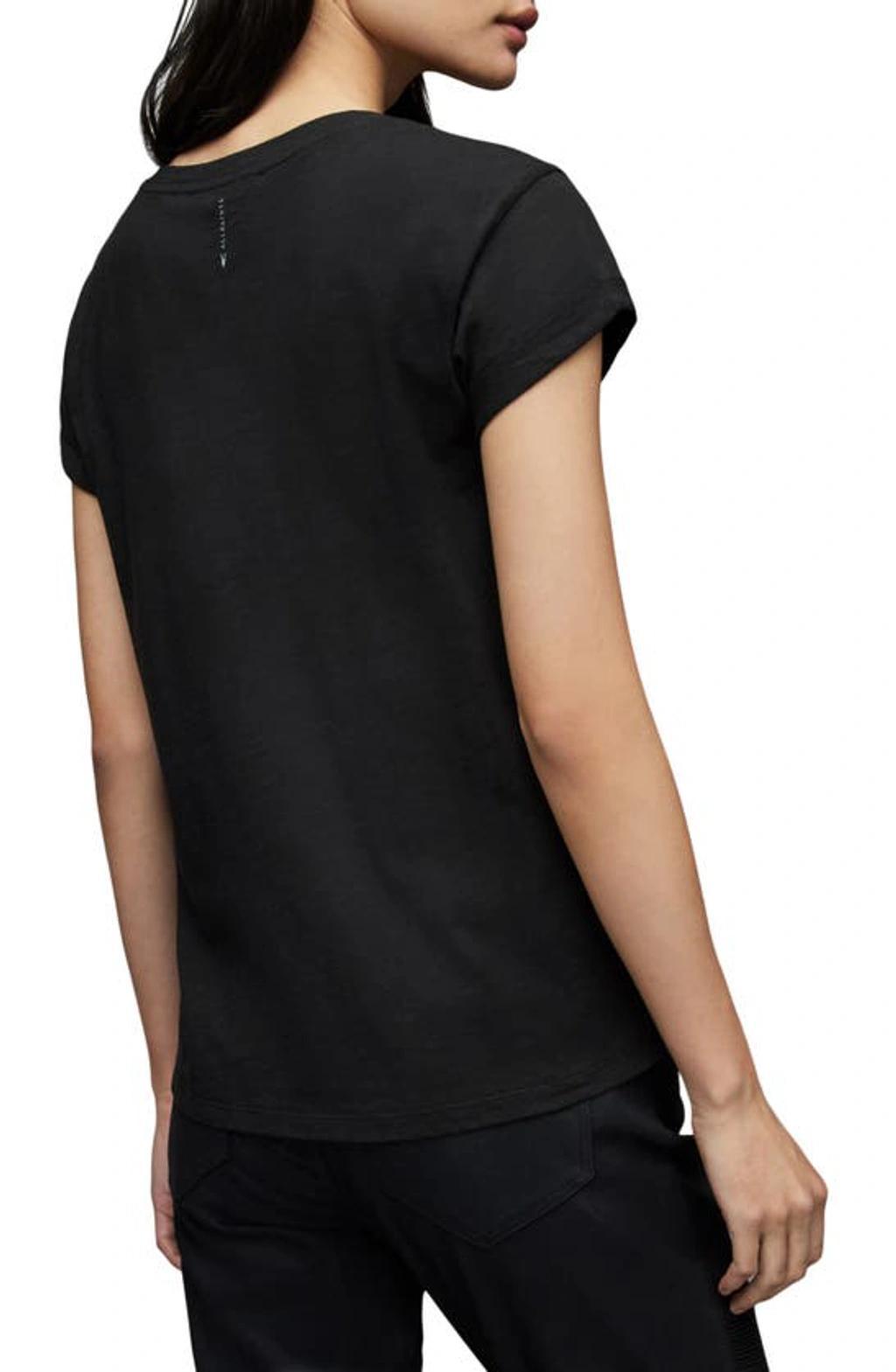 ALLSAINTS Womens Black Anna Crewneck Cotton T-shirt 16 Product Image