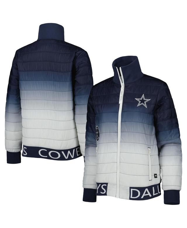 Womens The Wild Collective /Silver Dallas Cowboys Color Block Full-Zip Puffer Jacket Blue Product Image