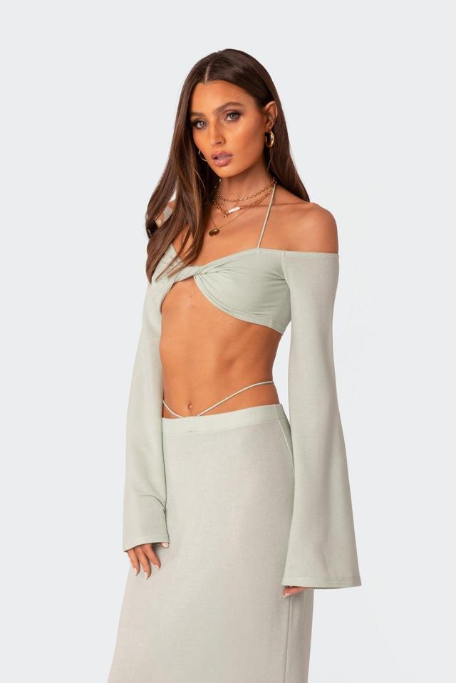 Celeste Off Shoulder Twist Crop Top Product Image