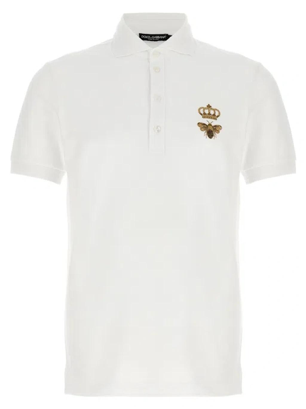 Piqué Polo Shirt With Lurex Embroidery In White Product Image