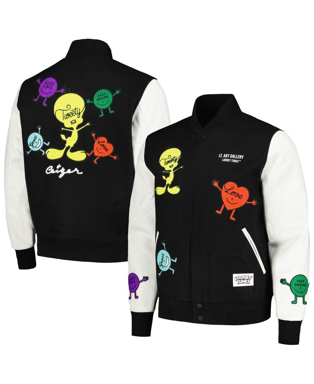 Mens Freeze Max Black Looney Tunes Positive Energy Tweety Bird Full-Zip Varsity Jacket - Black Product Image