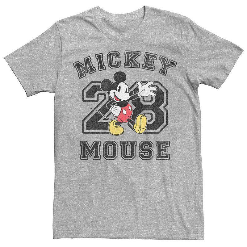 Mens Disney Mickey Varsity Text #28 Portrait Tee Athletic Grey Product Image