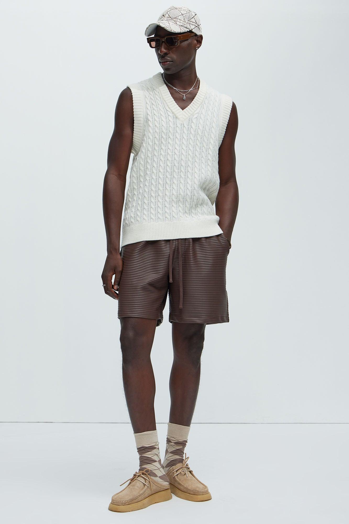 Renzo Textured Shorts - Brown Product Image