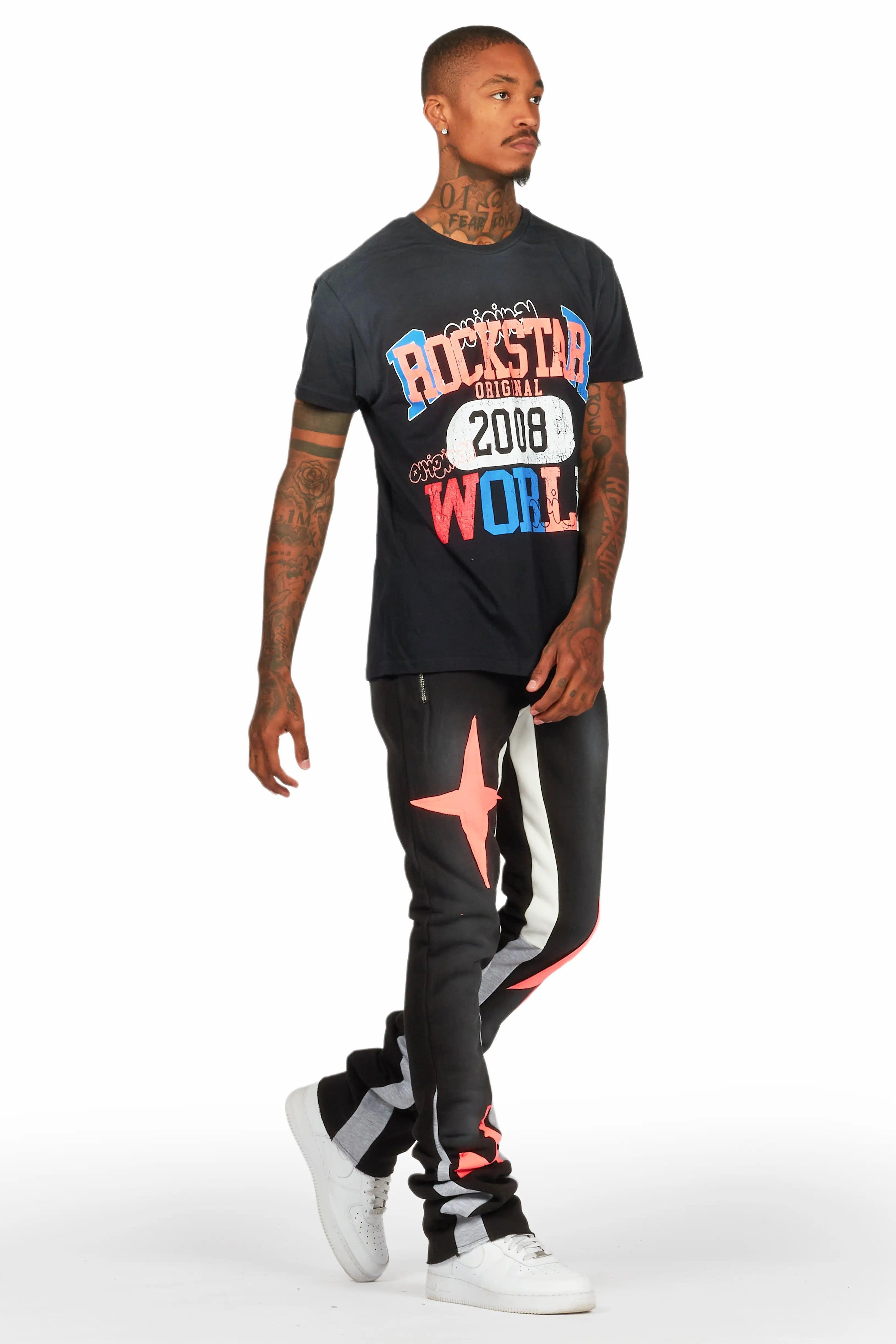 Lemar Black T-Shirt/Super Stacked Flare Track Set Male Product Image