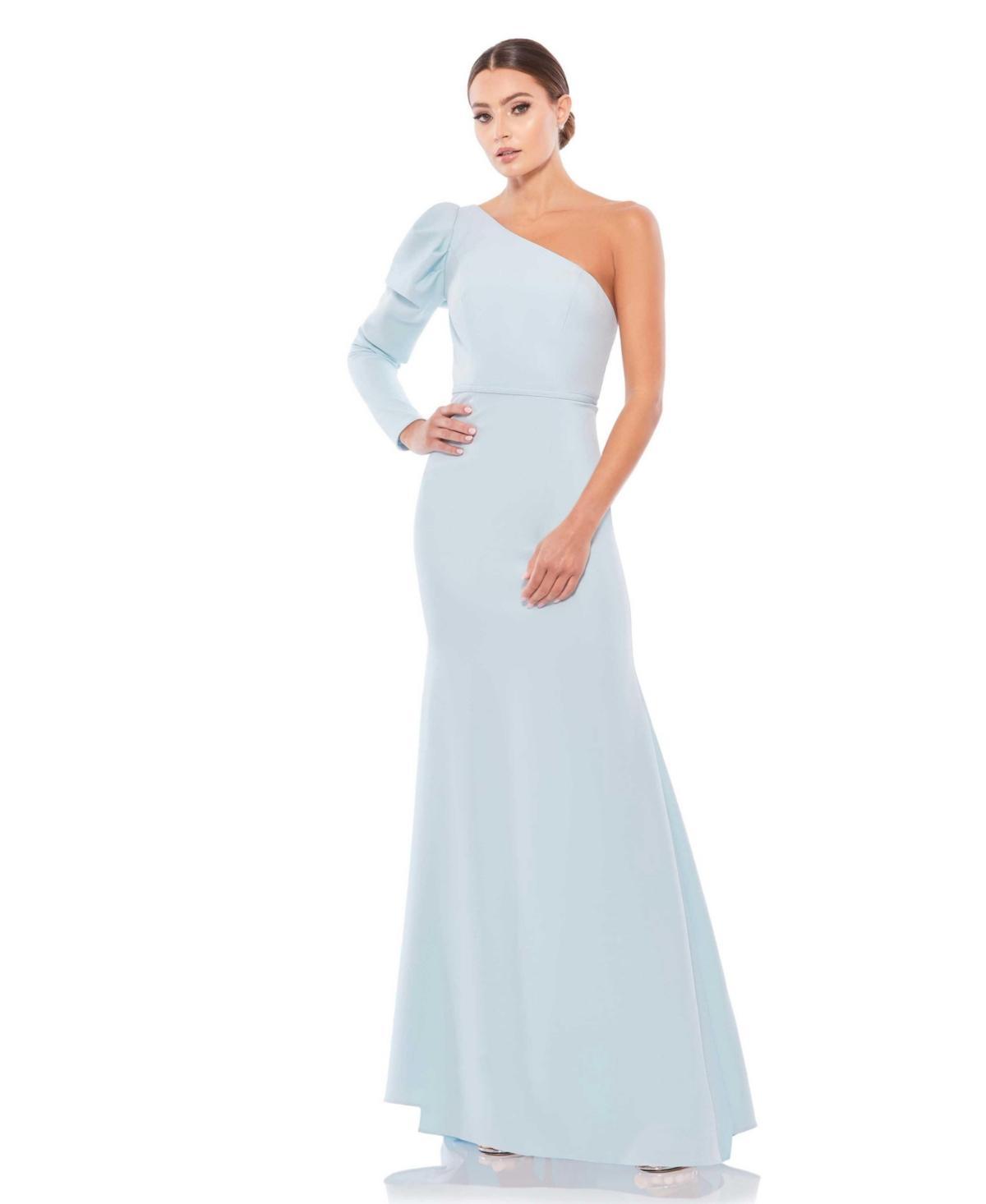 One Shoulder Puff Sleeve Gown Product Image