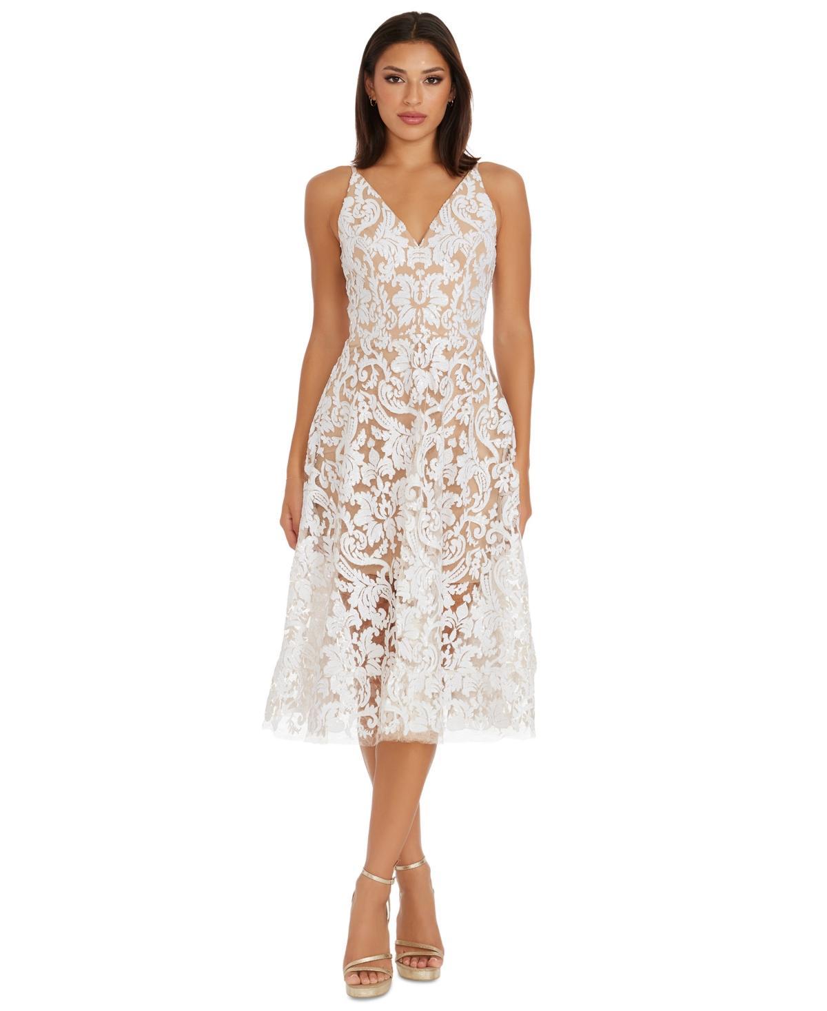 Dress the Population Blair Sequin Embroidered Mesh V-Neck Sleeveless A Product Image