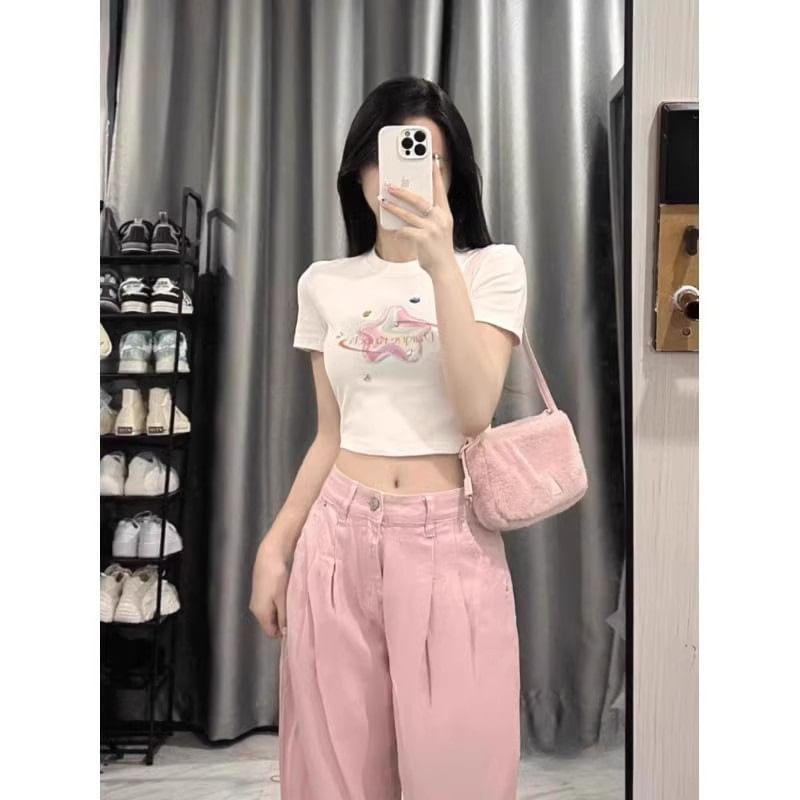 High Rise Plain Wide Leg Pants Product Image