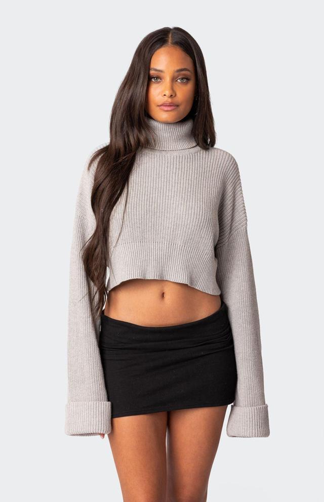 Edikted Womens Oversized Turtle Neck Cropped Sweater Product Image