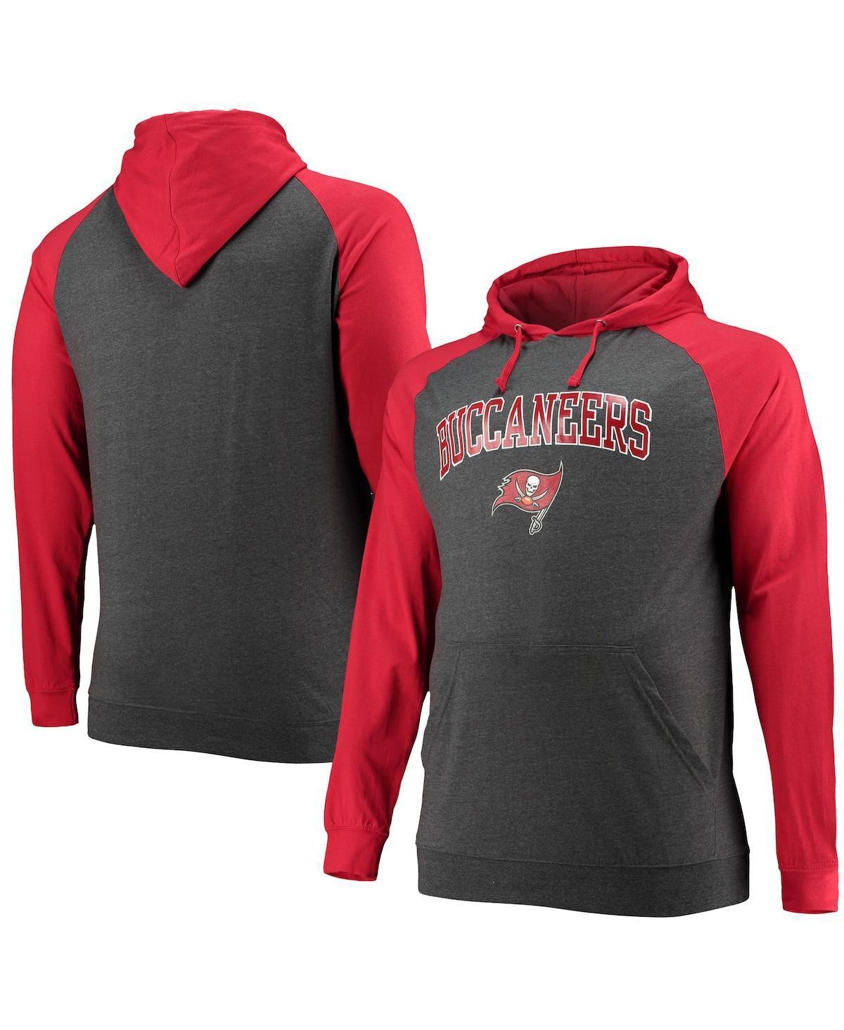 Mens Fanatics Branded /Heathered Charcoal Tampa Bay Buccaneers Big & Tall Lightweight Raglan Pullover Hoodie Product Image