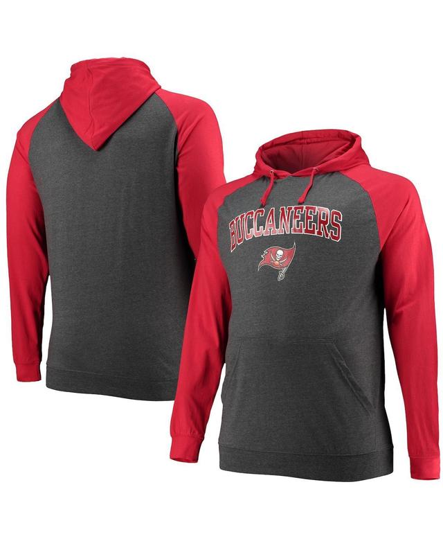 Mens Fanatics Branded Red/Heathered Charcoal Tampa Bay Buccaneers Big & Tall Lightweight Raglan Pullover Hoodie Product Image