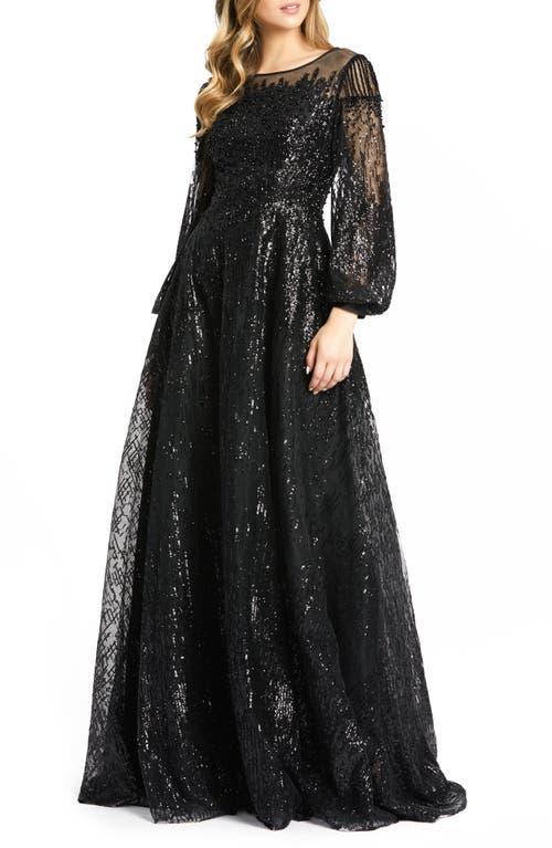 Womens Beaded Fit-&-Flare Gown Product Image