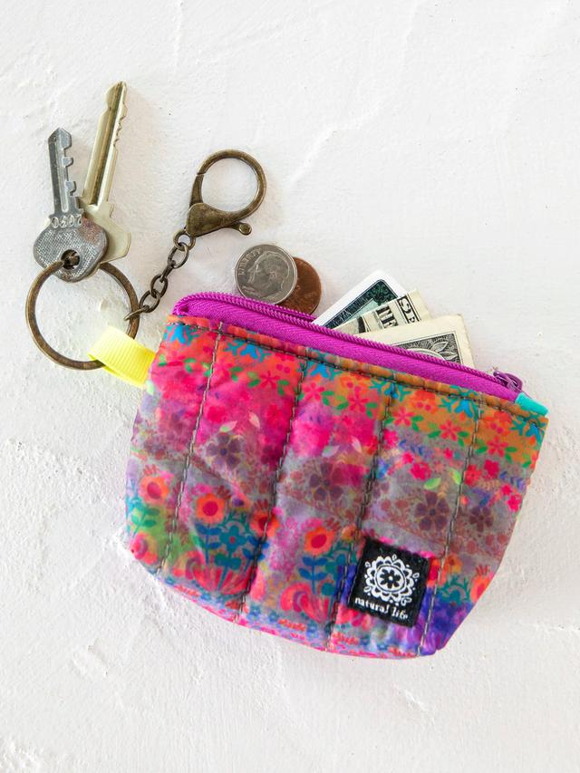 Mini Puffy Coin Purse Key Clip - Rainbow Border Product Image