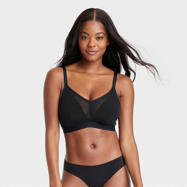 Womens Busty Strappy Mesh Bralette - Auden Black 2 Product Image