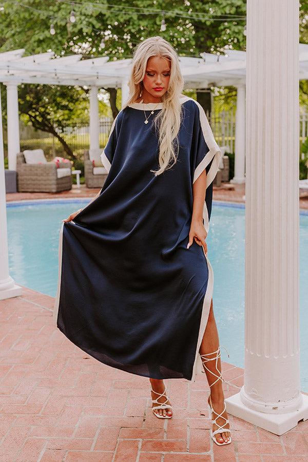 Uptown Happy Hour Caftan Maxi Dress in Navy Product Image