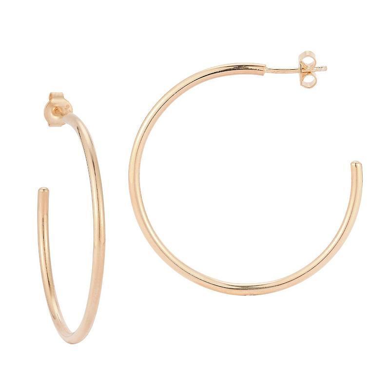 Sunkissed Sterling 14k Gold Over Silver Thick Hoop Earrings, Womens, Rose Gold Tone Product Image