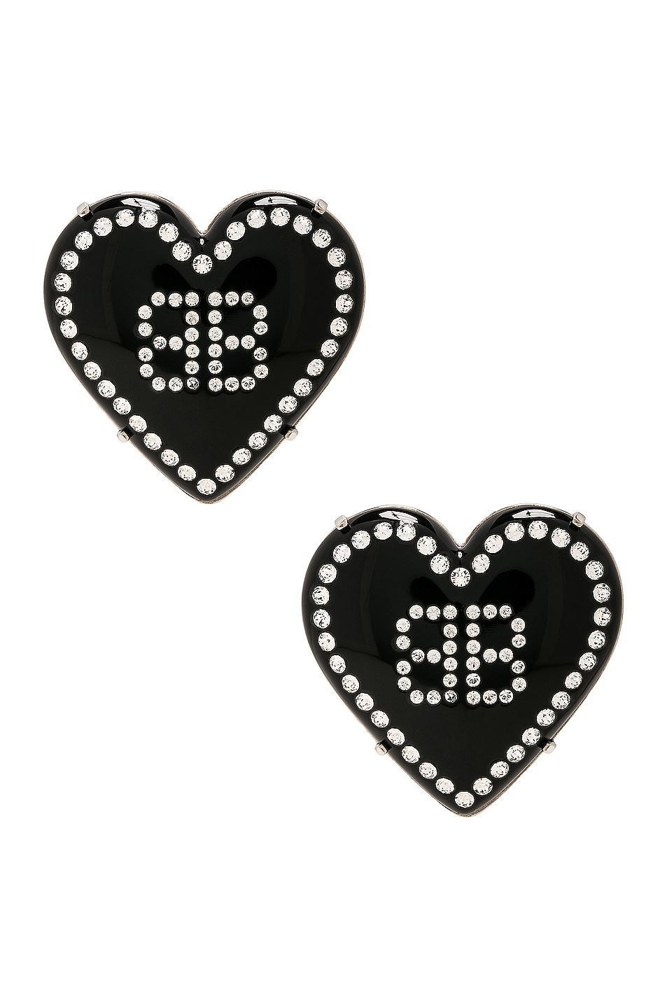 Balenciaga Crush 2.0 Earrings in Black  Silver  & Crystal - Black. Size all. Product Image