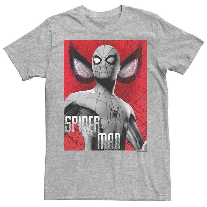 Mens Marvel Spider-Man Grey Spider Web Poster Tee Athletic Grey Product Image