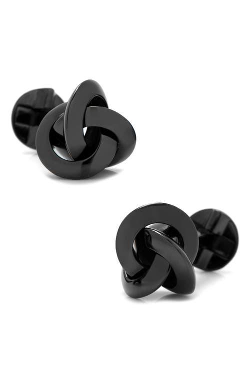 Mens Sterling Silver Black Knot Cufflinks Product Image