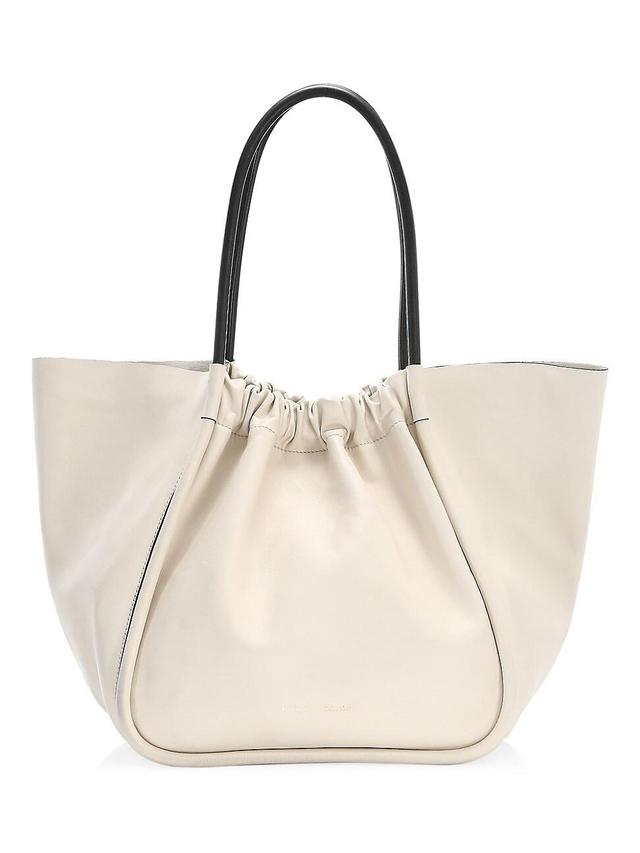 Womens XL Ruched Leather Tote Product Image