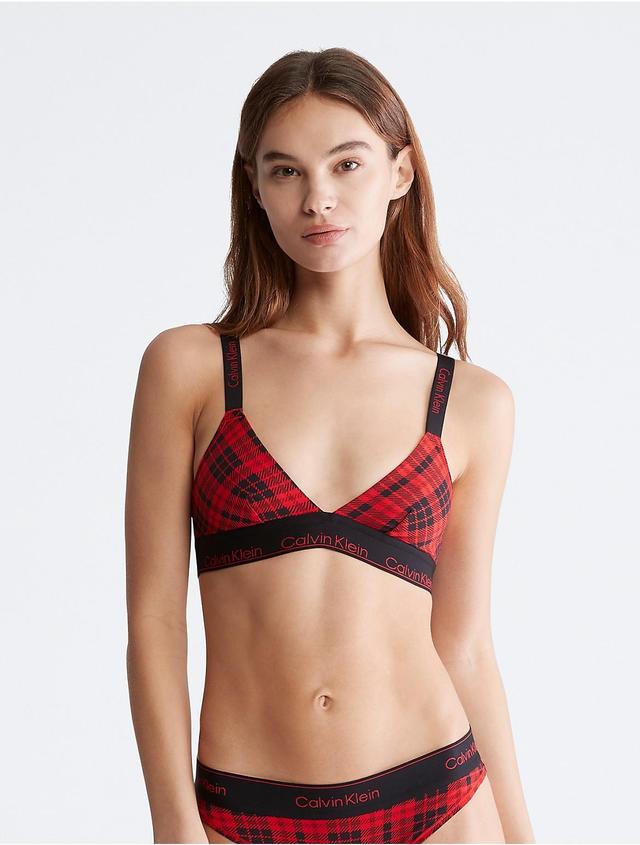 Calvin Klein Womens Modern Cotton Holiday Unlined Triangle Bralette - Red - L Product Image