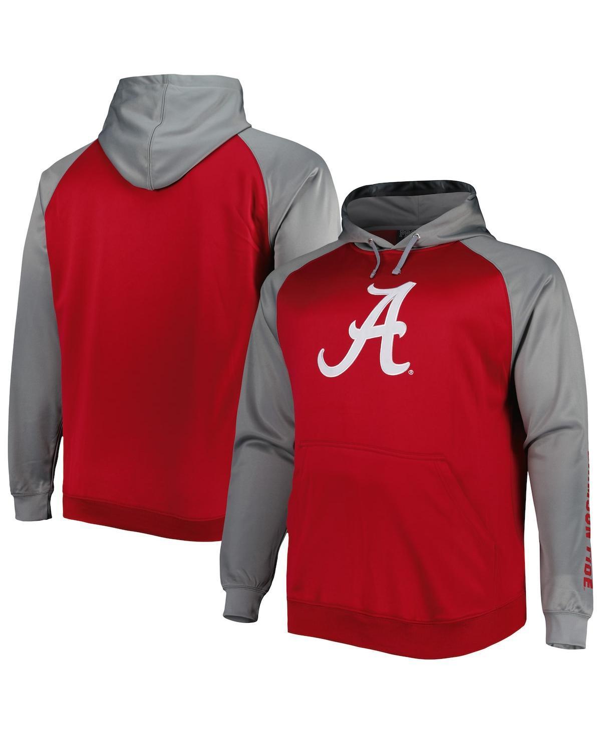 Mens Crimson Alabama Crimson Tide Big & Tall Raglan Fleece Pullover Hoodie Red Product Image