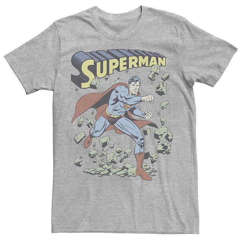 Mens DC Comics Superman With Rocks Vintage Poster Tee Product Image