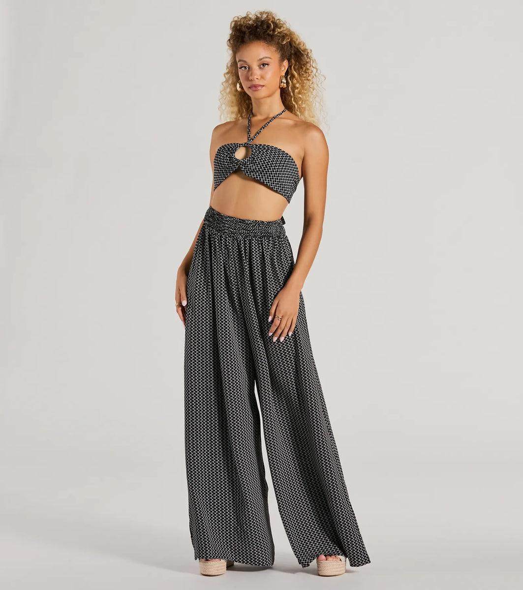 All Set Up Geometric Bandea Halter Crop Top Product Image