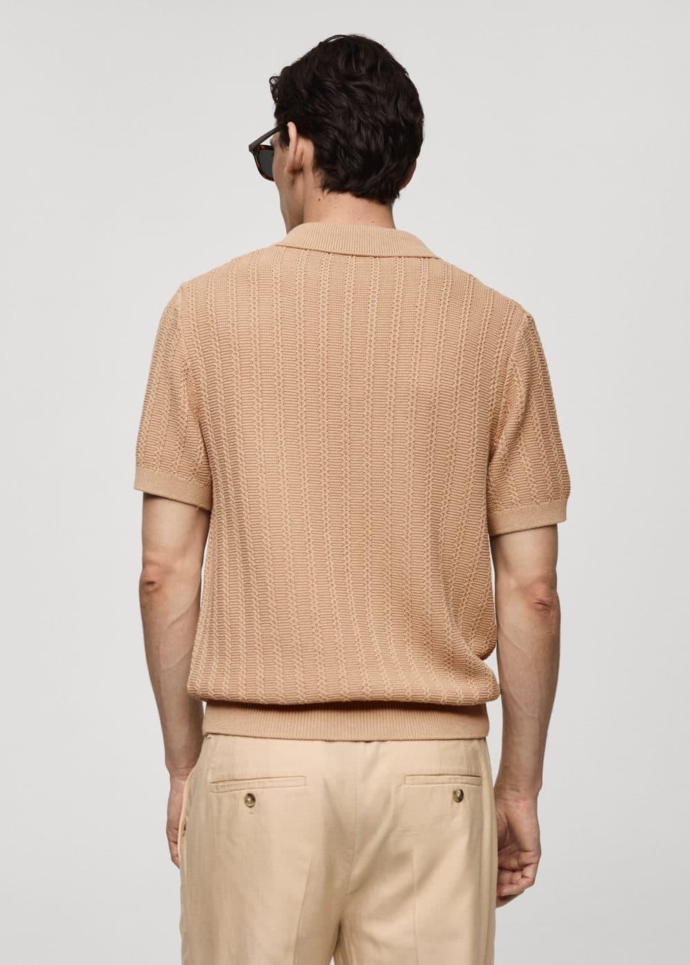 Mango Mens Twisted Knitted Cotton Polo Shirt Product Image