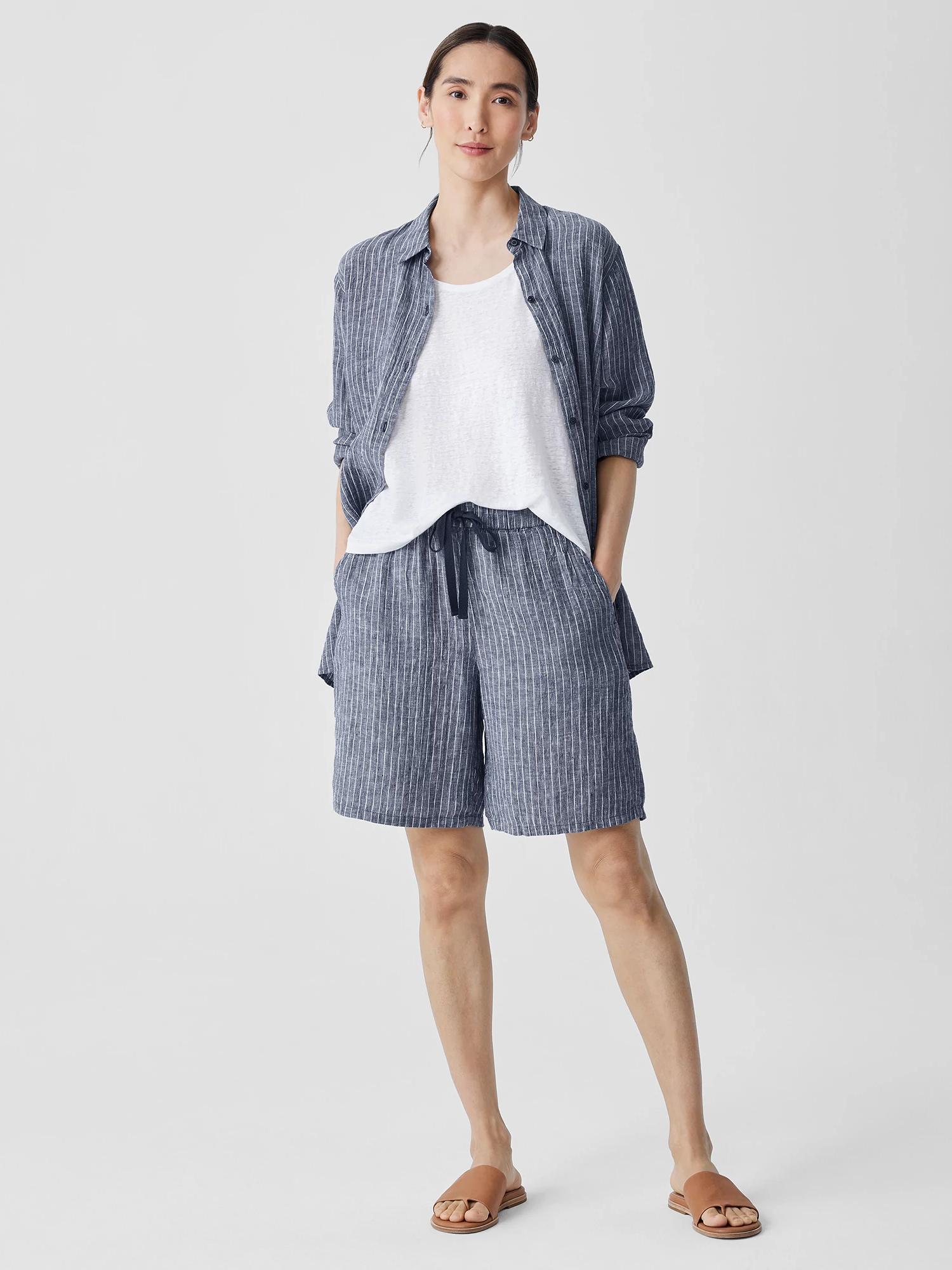 EILEEN FISHER Puckered Organic Linen Shortsfemale product image