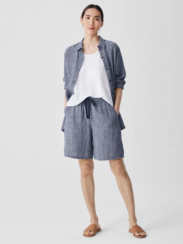 EILEEN FISHER Puckered Organic Linen Shortsfemale Product Image