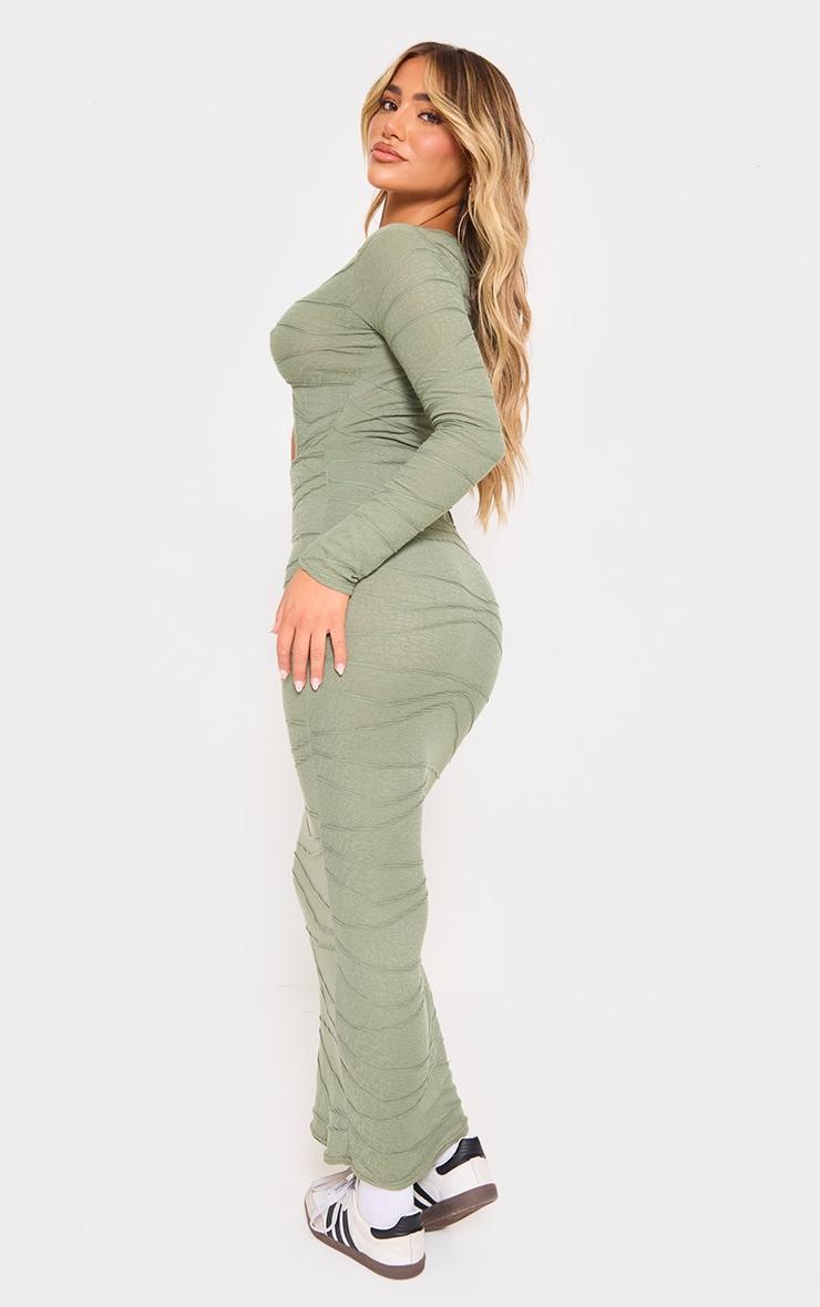 Khaki Textured Cut Out Maxi Dress Product Image