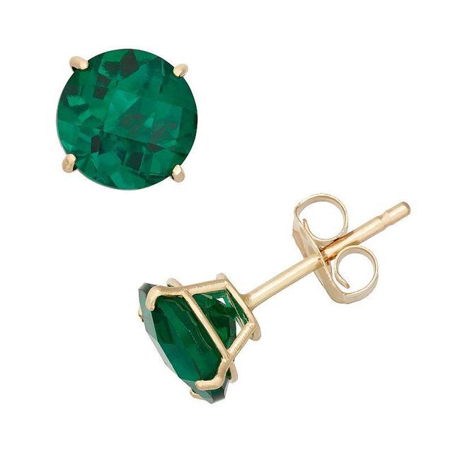 Lab-Created Emerald 10k Gold Stud Earrings, Womens, Green Product Image