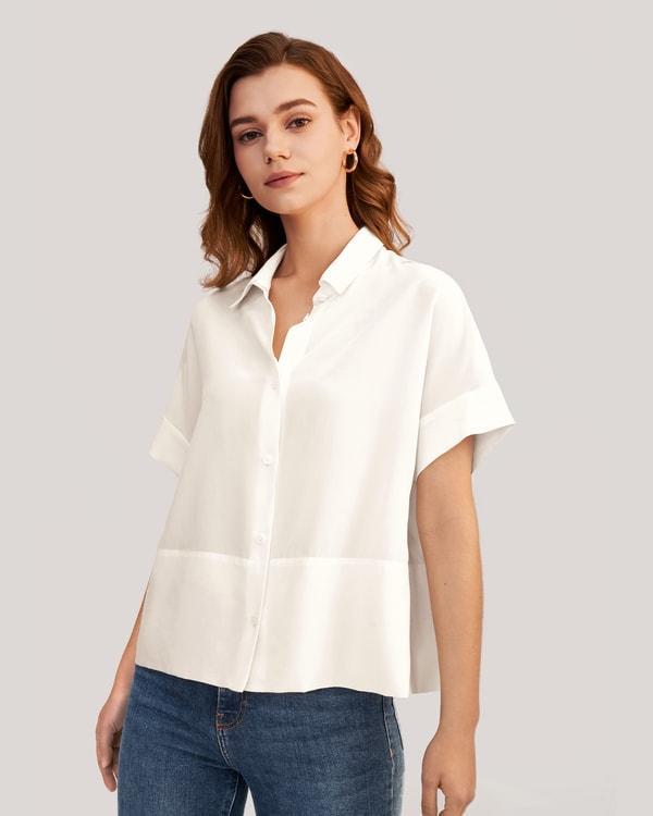 Casual Short Sleeves Loose Silk T-Shirt Product Image