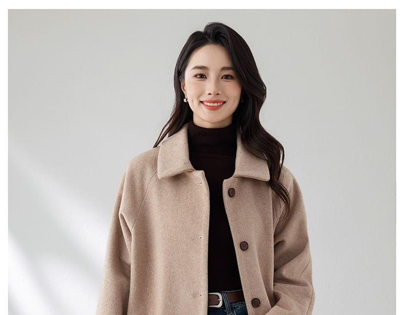 Collared Plain Button Coat Product Image