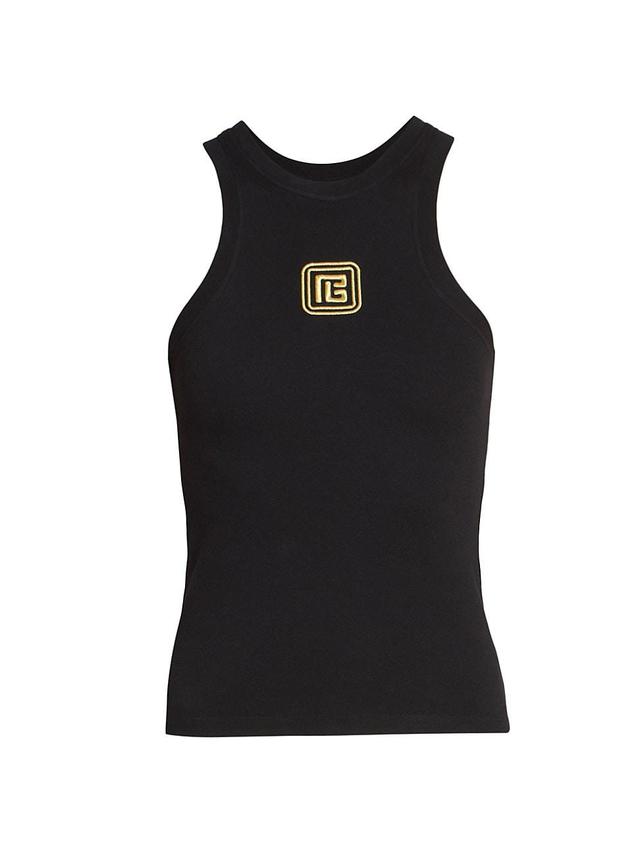 Womens Embroidered Monogram Cotton-Blend Tank Product Image