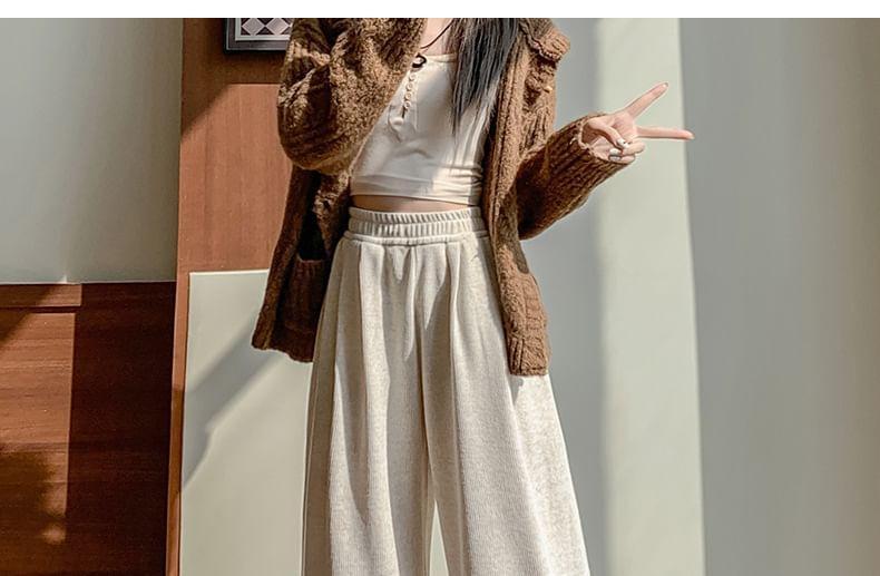 High Waist Plain Wide Leg Pants (Various Designs) Product Image