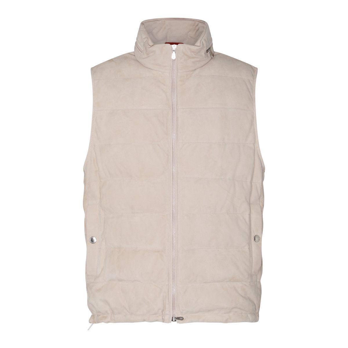 Beige Leather Jacket Product Image