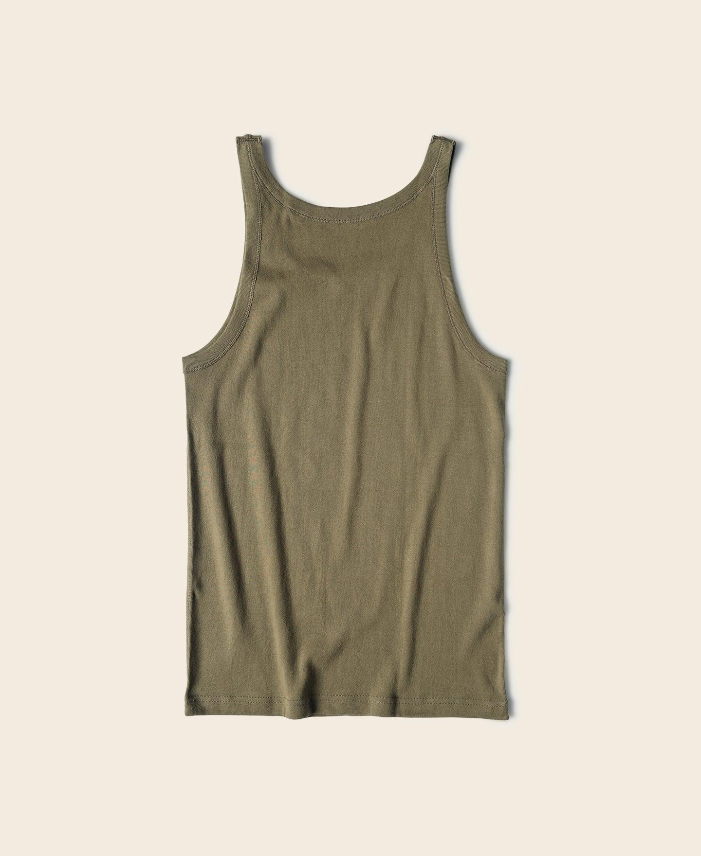 Military Cotton Tank Top - Olive Product Image