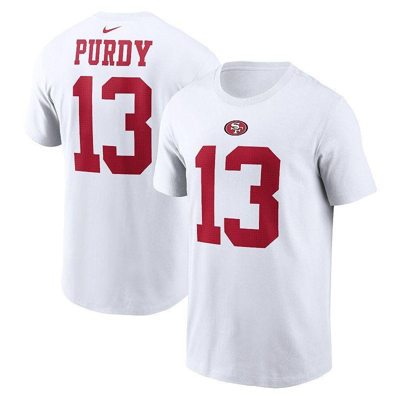 Mens Nike Brock Purdy White San Francisco 49ers Player Name and Number T-shirt Product Image