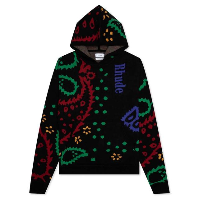 Knit Hoodie - Black/Red Male Product Image