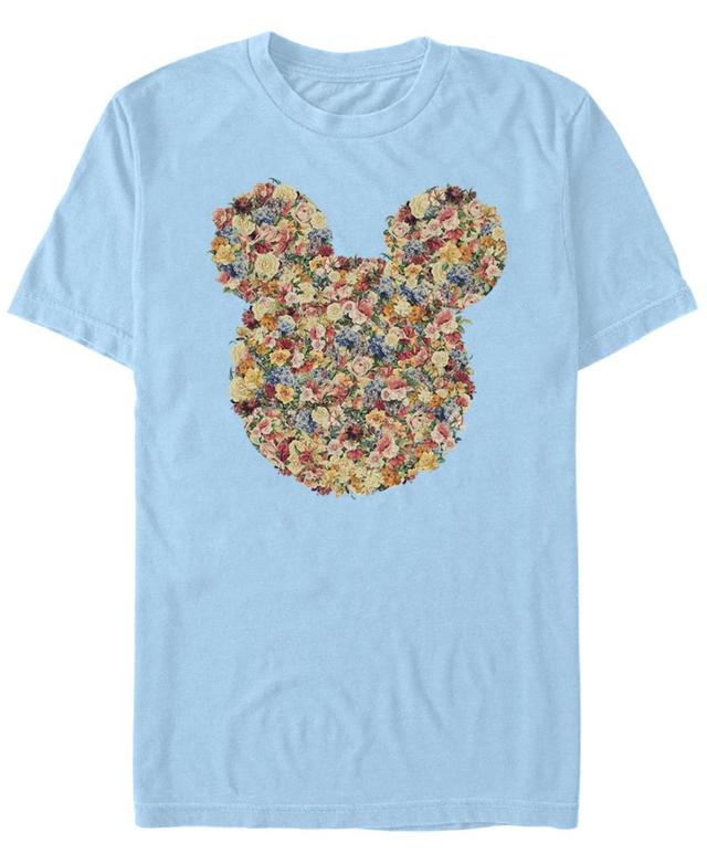 Mens Disney Mickey And Friends Mickey Mouse Floral Fill Tee Light Blue Product Image