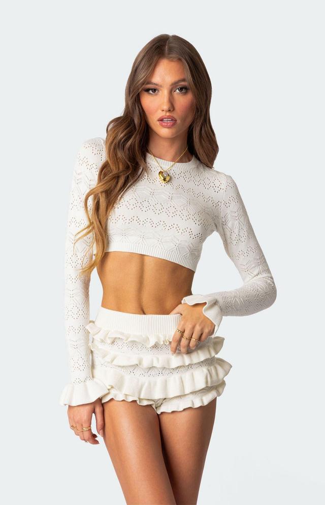 Edikted Womens Delana Embroidered Knit Crop Top Product Image