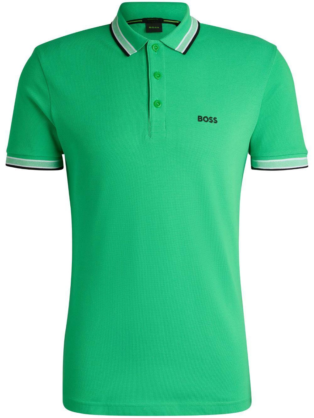 Polo Shirt With Contrast Logos In Light Green Product Image